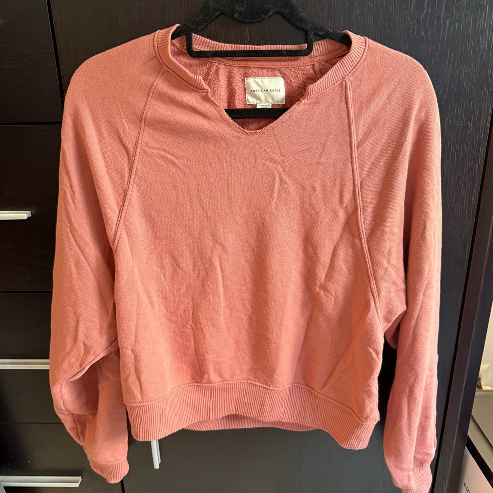 American Eagle Split Neck Pullover Sweatshirt, Du… - image 3